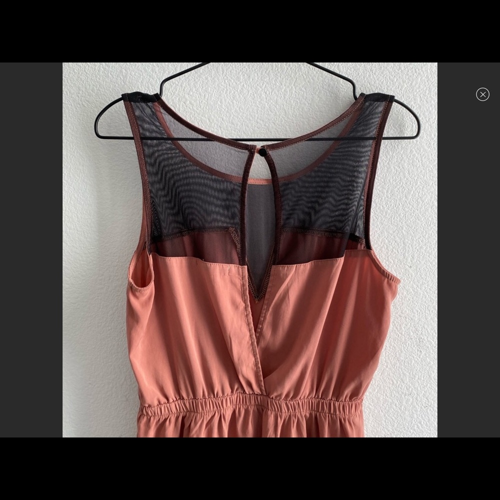 Rose Gold Vneck Mesh Dress